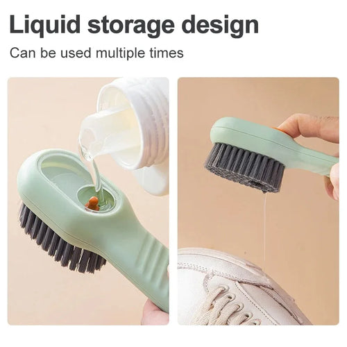 1 Multifunctional Cleaning Shoe Brush Soft Automatic Liquid Shoe Brush Soap Brush with Hook Cleaning Tool, Tiny and Convenient