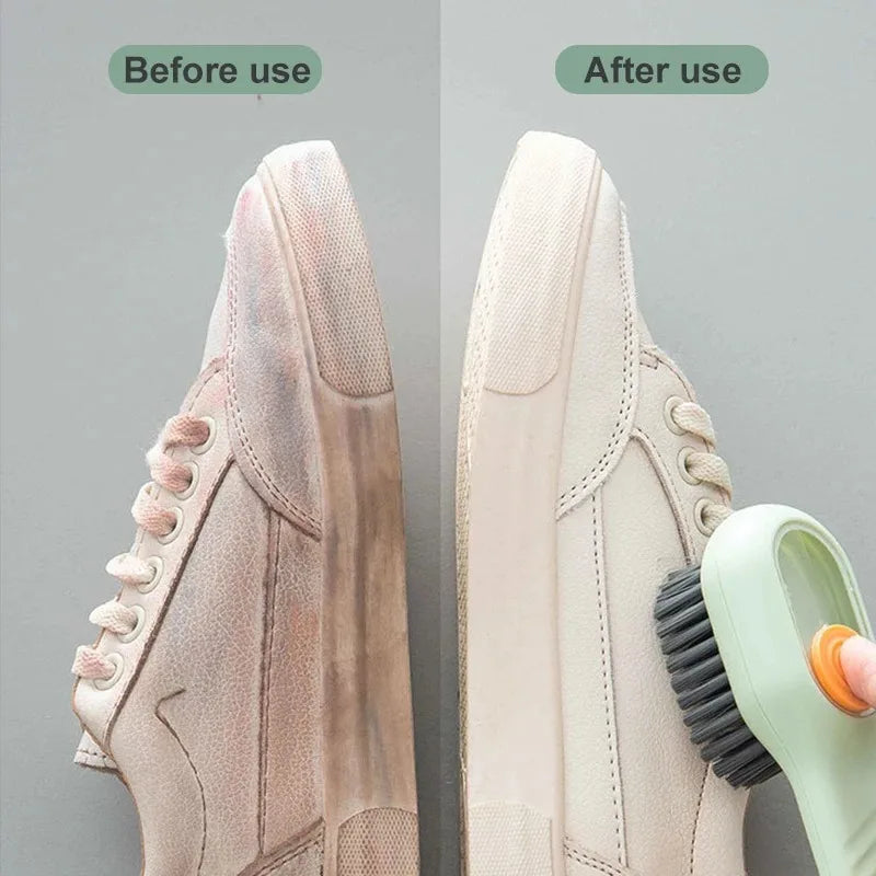 1 Multifunctional Cleaning Shoe Brush Soft Automatic Liquid Shoe Brush Soap Brush with Hook Cleaning Tool, Tiny and Convenient