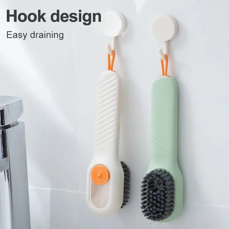 1 Multifunctional Cleaning Shoe Brush Soft Automatic Liquid Shoe Brush Soap Brush with Hook Cleaning Tool, Tiny and Convenient
