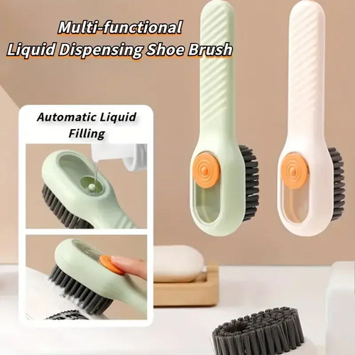 1 Multifunctional Cleaning Shoe Brush Soft Automatic Liquid Shoe Brush Soap Brush with Hook Cleaning Tool, Tiny and Convenient