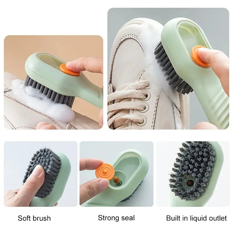 1 Multifunctional Cleaning Shoe Brush Soft Automatic Liquid Shoe Brush Soap Brush with Hook Cleaning Tool, Tiny and Convenient